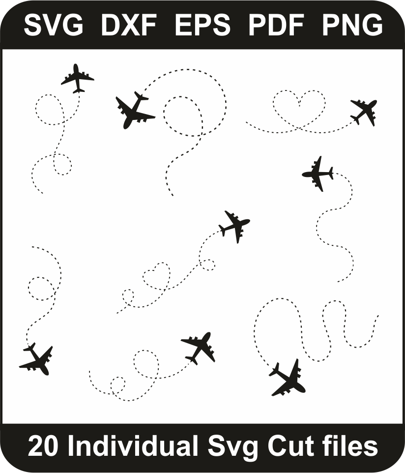 Airplane Heart Svg Bundle