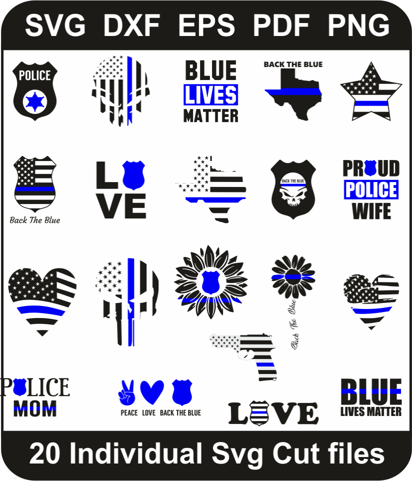 Back The Blue Svg Bundle | Blue Lives Matter Png Pack