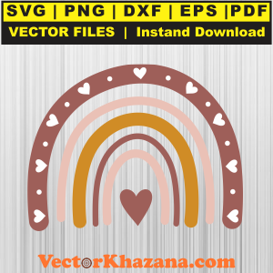 Boho Rainbow Heart And Circle Svg