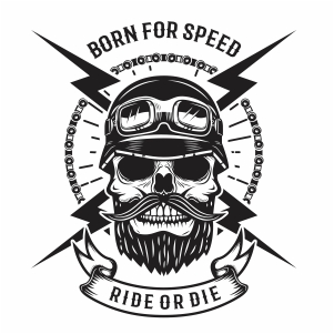 Born for speed ride or die human skull Vector