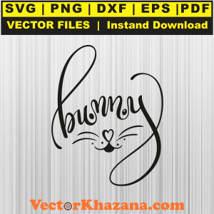 Bunny Face Word Art Svg