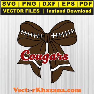 Cougars Football Coquette Bow Svg