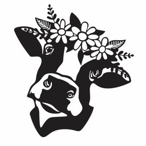 Cow With Flowers Vector