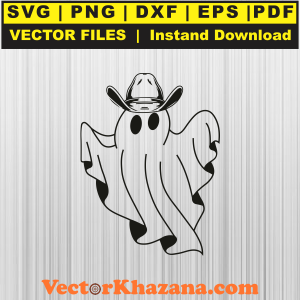 Boo Ghost With Cowboy Hat Svg