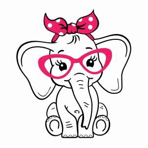 Elephant With Glasses Svg Cute Elephant Svg Cut File Download Jpg Png Svg Cdr Ai Pdf Eps Dxf Format