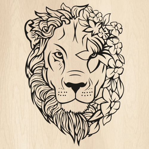 Floral Boho Wild Lion SVG | Boho Lion PNG