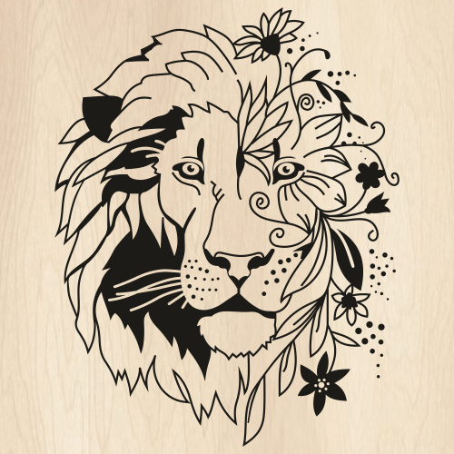 Floral Boho Lion SVG | Lion Floral Face PNG | Boho Lion vector File ...