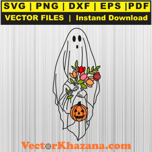 Halloween Floral Ghost Svg Png