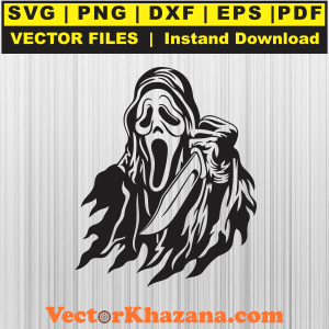 Halloween Ghost Face With Knife Svg