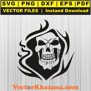 Grim Reaper Flaming Skull Svg