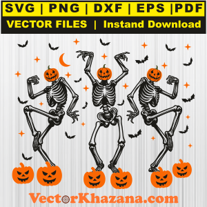 Halloween Skeleton Pumpkin Dance Svg