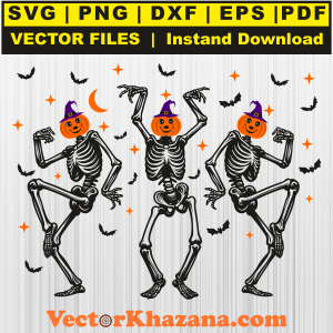 Halloween Skeleton Pumpkin Head Dance Svg