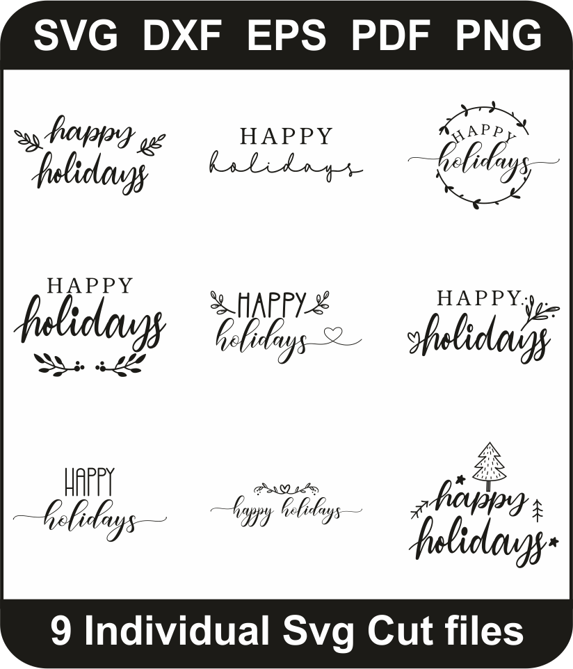 Happy Holidays Svg Bundle