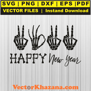 Happy New Year Skeleton Hands Svg Png