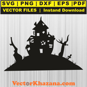 Haunted House With Tree Svg Png