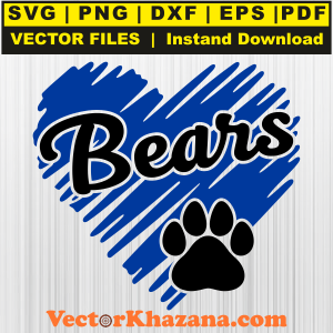 Bears Paw Heart Svg