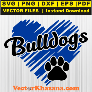 Bulldogs Paw Heart Svg