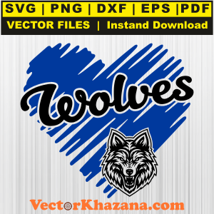 Wolves Glitter Heart With Angry Face Svg