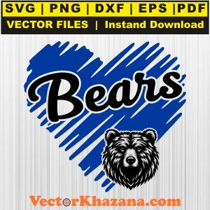 Bears Glitter Heart With Face Svg