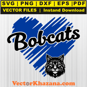 Bobcats Glitter Heart With Face Svg