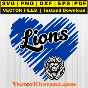 Lions Glitter Heart With Face Svg