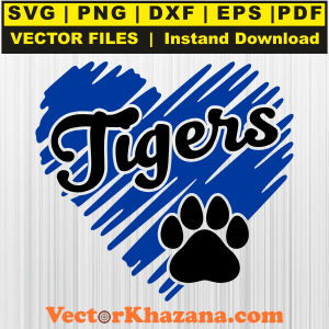 Tigers Paw Heart Svg