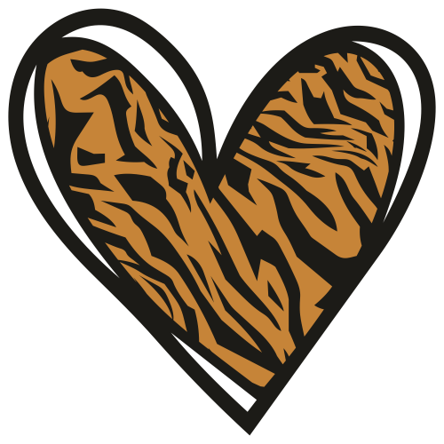 Tiger Print Heart Heart Sticker - Tiger Print Heart Heart