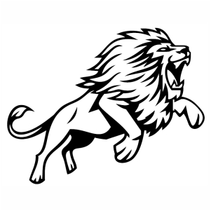 lion jumping line art