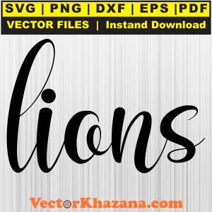 Lions Mascot Hand Lettered Svg