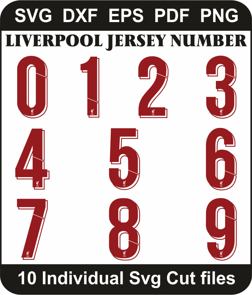 Liverpool Jersey Number Svg Bundle