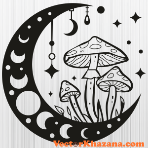 Magic Mushroom Moon Svg