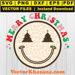 Merry Christmas Face Circle Svg