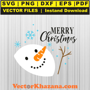 Merry Christmas Snowman Face Svg