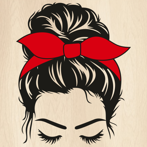 Messy Bun Svg Red Messy Bun Png Messy Hair Vector File Png Svg Cdr Ai Pdf Eps Dxf Format
