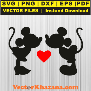 Mickey And Minnie Kissing SVG