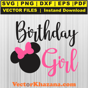 Disney Birthday Girl With Bow Svg