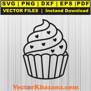 Muffin Cake Hearts Svg