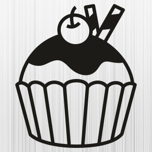 Coconut Cupcake Black Svg