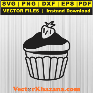 Muffin Cupcake With Strawberry Svg