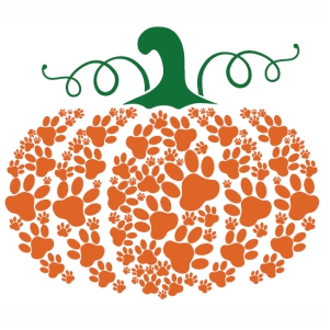 Pumpkin Paw Print Dog Halloween vector clip art