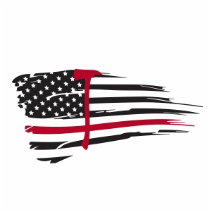 Thin Red Line Flag with Axe Svg