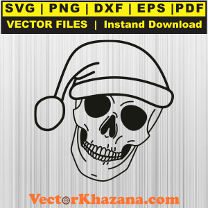 Santa Hat Skull Black Svg