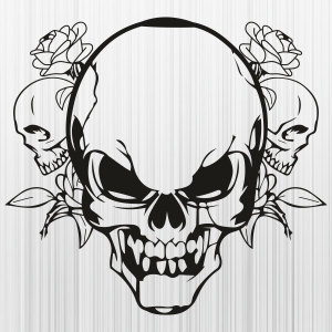 Skull With Flower Svg
