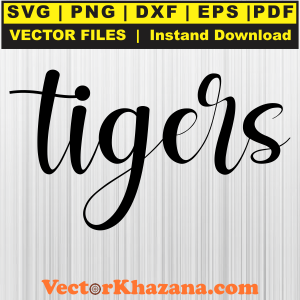 Tigers Mascot Hand Lettered Svg