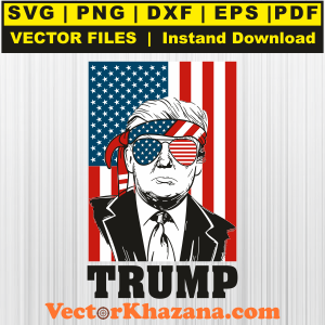 Trump Face with American Flag Svg