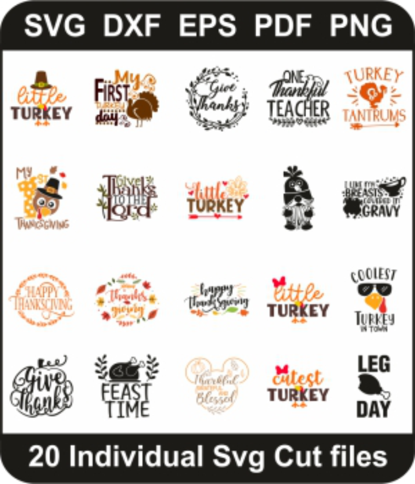 Turkey Thankful Svg Bundle