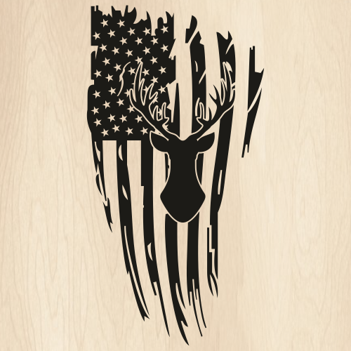 USA Flag Deer Head Svg