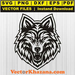 Wolves Angry Face Svg