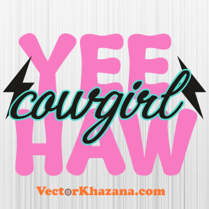 Yeehaw Cowgirl Lightning Bolts Pink Svg