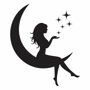 Women Silhouette Against Full Moon PNG Images